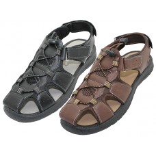 S2600-M Wholesale Men's "Wave" Sport Hiker Sandals with Velcro Back (Asst. Black & Brown) 